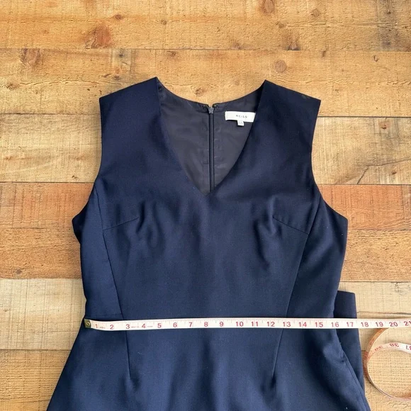 REISS Tailored V-Neck Faulkner Dress Navy Blue Size 10 - Picture 7 of 9